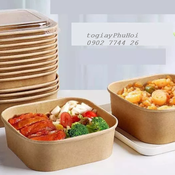 Tô giấy kraft vuông 750ml